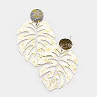 Splash Tropical Leaf Dangle Earrings