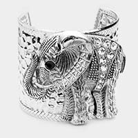 Stone Embellished Elephant Cuff Bracelet