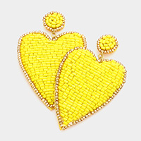 Felt Back Beaded Heart Earrings