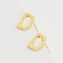 -D- Gold Dipped Metal Monogram Stud Earrings