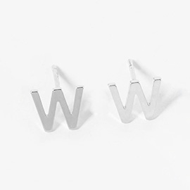 -W- White Gold Dipped Metal Monogram Stud Earrings