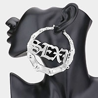 SEXY Metal Bamboo Hoop Message Pin Catch Earrings