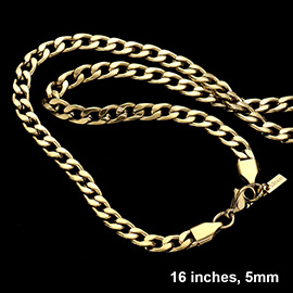 16 INCH, 5mm Stainless Steel Cuban Chain Necklace