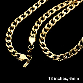 18 INCH, 6mm Stainless Steel Cuban Chain Necklace