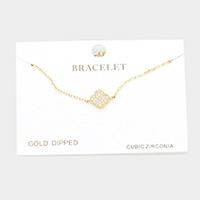 Gold Dipped CZ Quatrefoil Charm Bracelet