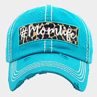 mom life Leopard Pattern Detail Vintage Baseball Cap