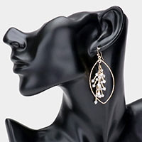 Metal Tube Faceted Bead Cluster Detail Petal Dangle Earrings