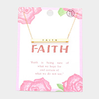 FAITH Metal Bar Message Pendant Necklace