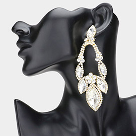 Oversized Marquise Stone Accented Evening Earrings