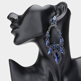 Oversized Marquise Stone Accented Evening Earrings