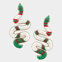 Felt Back Seed Beaded Snake Earrings