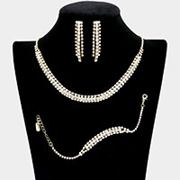 3PCS - Rhinestone Necklace Jewelry Set