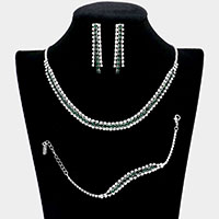 3PCS - Rhinestone Necklace Jewelry Set