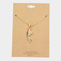 Rhinestone Embellished Parrot Pendant Necklace