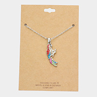 Rhinestone Embellished Parrot Pendant Necklace