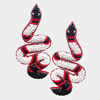 Felt Back Seed Beaded Snake Earrings