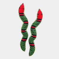 Felt Back Seed Beaded Snake Earrings