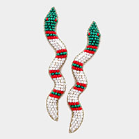 Felt Back Seed Beaded Snake Earrings