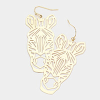 Cut Out Brass Metal Zebra Dangle Earrings