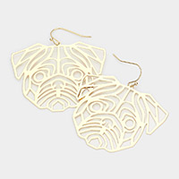 Cut Out Brass Metal Bulldog Dangle Earrings