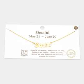 Gemini Gold Dipped Zodiac Name Pendant Necklace