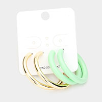 2Pairs - Colored Metal Half Hoop Earrings