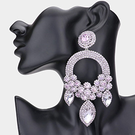 Oversized Marquise Triple Flower Chandelier Evening Earring