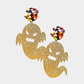 Glitter Halloween Ghost Dangle Earrings