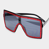 Crystal Embellished Detail Square Sunglasses