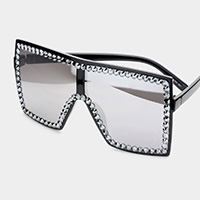 Crystal Embellished Detail Square Sunglasses