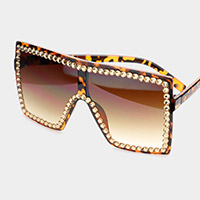 Crystal Embellished Detail Square Sunglasses