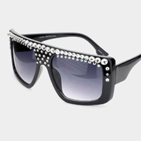 Crystal Embellished Detail Sunglasses