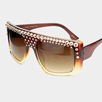 Crystal Embellished Detail Sunglasses