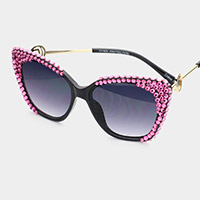 Crystal Embellished Detail Cat Eye Sunglasses