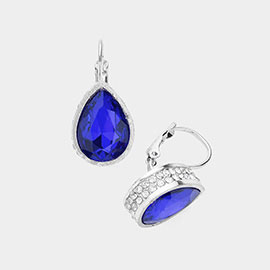 Rhinestone Embellished Teardrop Stone Lever Back Evening Earrings