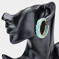 Faceted Beaded Half Hoop Earrings