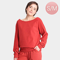 Solid Boat Neck Loungewear Sweatshirts Top