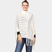 Stripe Textured Knit Poncho