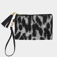 Leopard Patterned Wristlet Pouch Bag