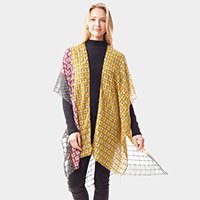 Colorful Geometric Printed Ruana Poncho