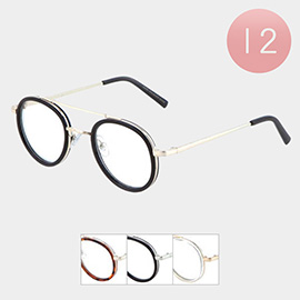 12PCS - Retro Clear Lens Wayfarer Sunglasses