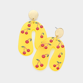 Cherry Printed Resin Dangle Earrings