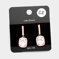 CZ Oval Accented Dangle Evening Earrings