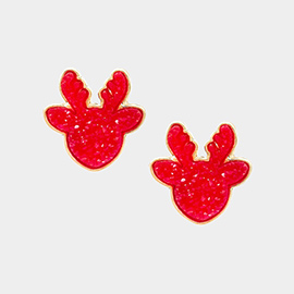 Druzy Reindeer Stud Earrings