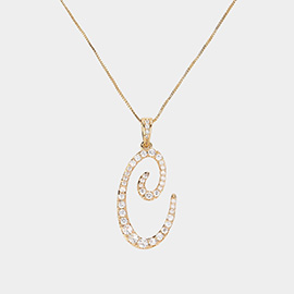 -C- CZ Monogram Pendant Necklace