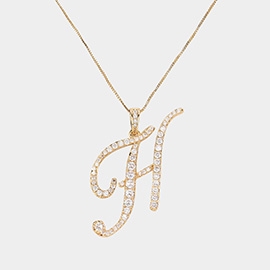 -H- CZ Monogram Pendant Necklace