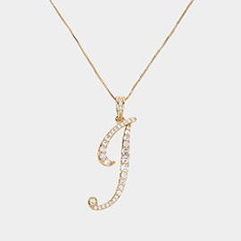 -I- CZ Monogram Pendant Necklace