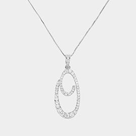 -O- CZ Monogram Pendant Necklace