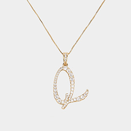 -Q- CZ Monogram Pendant Necklace