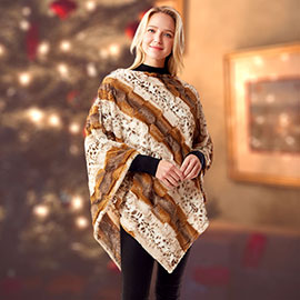 Animal Patterned Faux Fur Soft Poncho